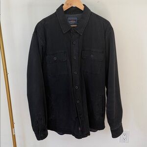 Faherty Men's Black Charcoal Flannel Lined CPO Shirt Jacket
